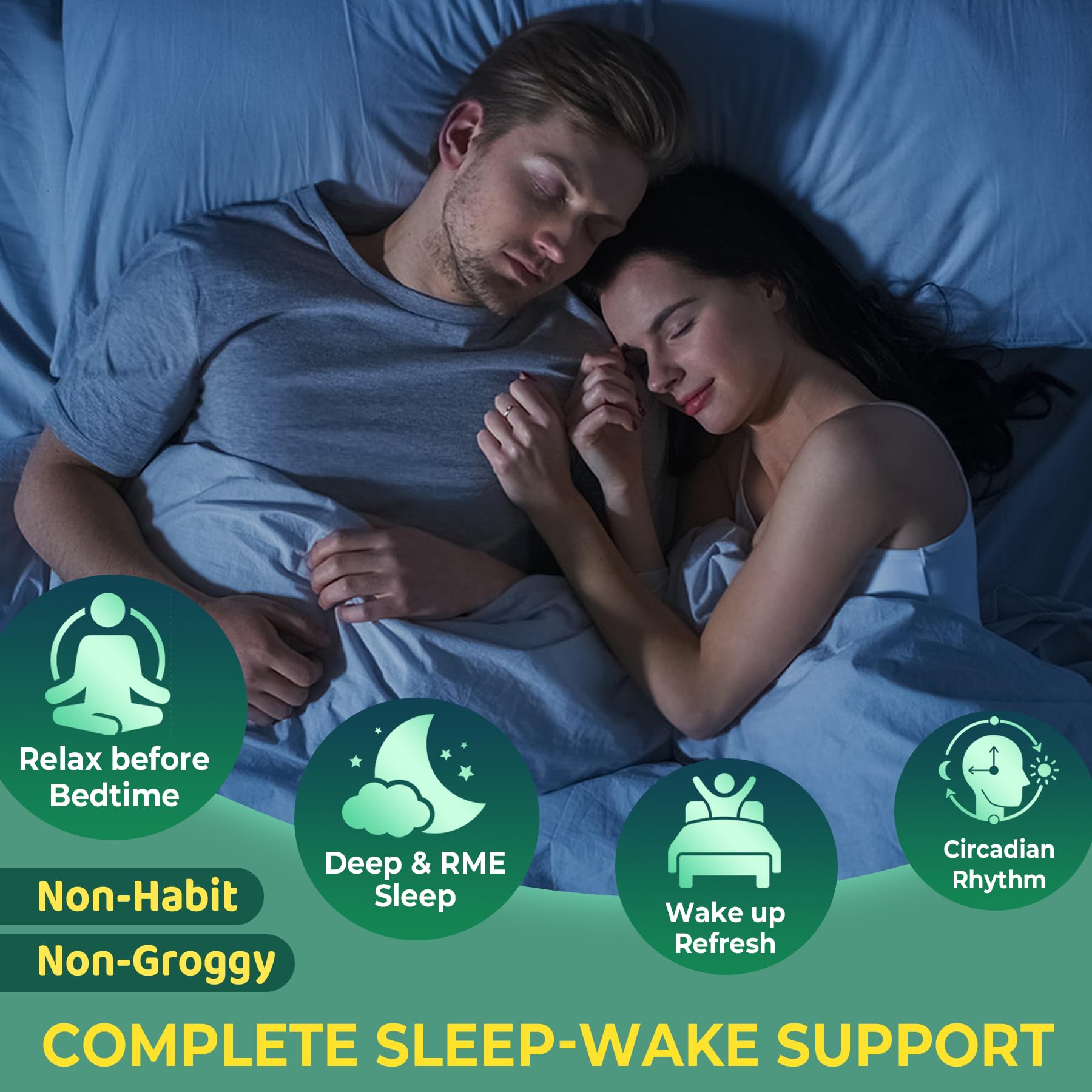 Liposomal L-Theanine 200mg Magnesium Glycinate 400mg Gummies with GABA, 5HTP, Apigenin, Vitamin B6 & D3, Ashwagandha, Lemon Balm Leaf, Melatonin Free Sleep Chewable for Relax Mood & Muscle, 2 Packs - Image 4