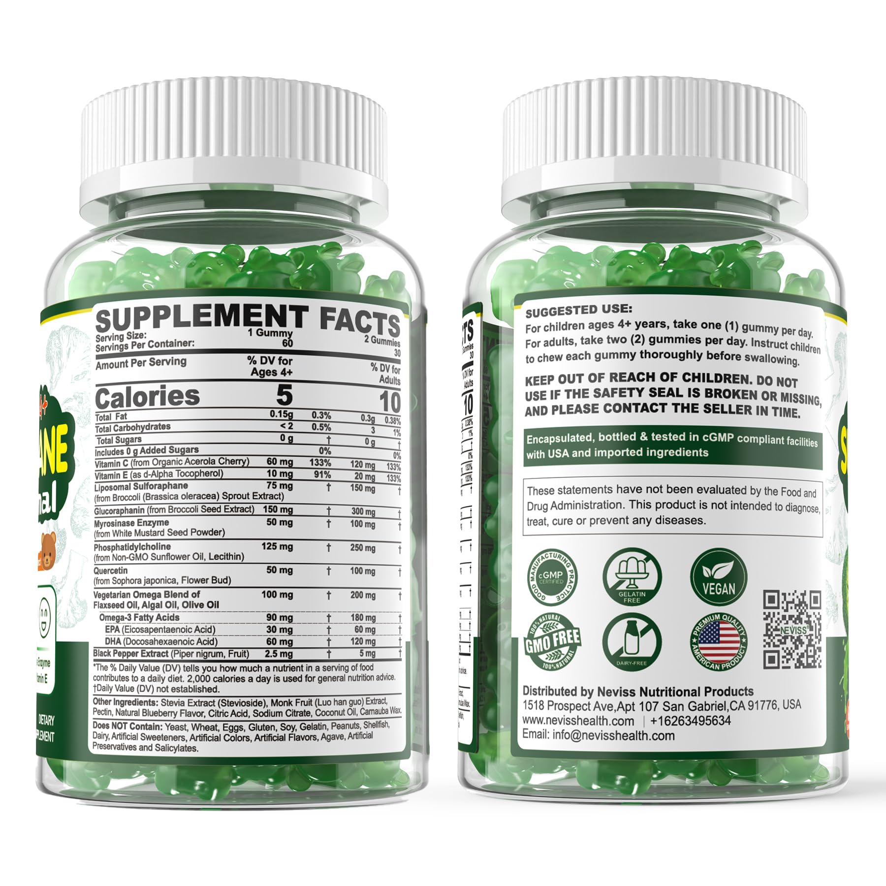 Liposomal Sulforaphane Supplement Gummies for Kids 4+ & Adults, Broccoli Sprouts Extract w/Myrosinase, Glucoraphanin, Quercetin, Omega-3, Vitamin C, E for Antioxidant, Cellular Health, Vegan, 120 Cts - Image 9