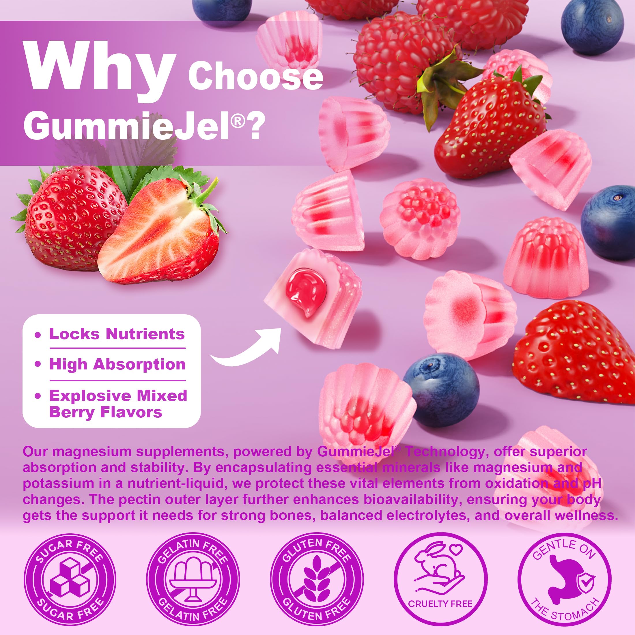 Magnesium Gummies 400mg | 5-in-1 Magnesium Complex for Women & Men: Mag Glycinate, Citrate, Malate, Chloride & Taurate | w/Ashwagandha, D3 & Zinc for Relaxtion, Mood,Energy | Sugar-Free, Vegan, 60Cts - Image 6