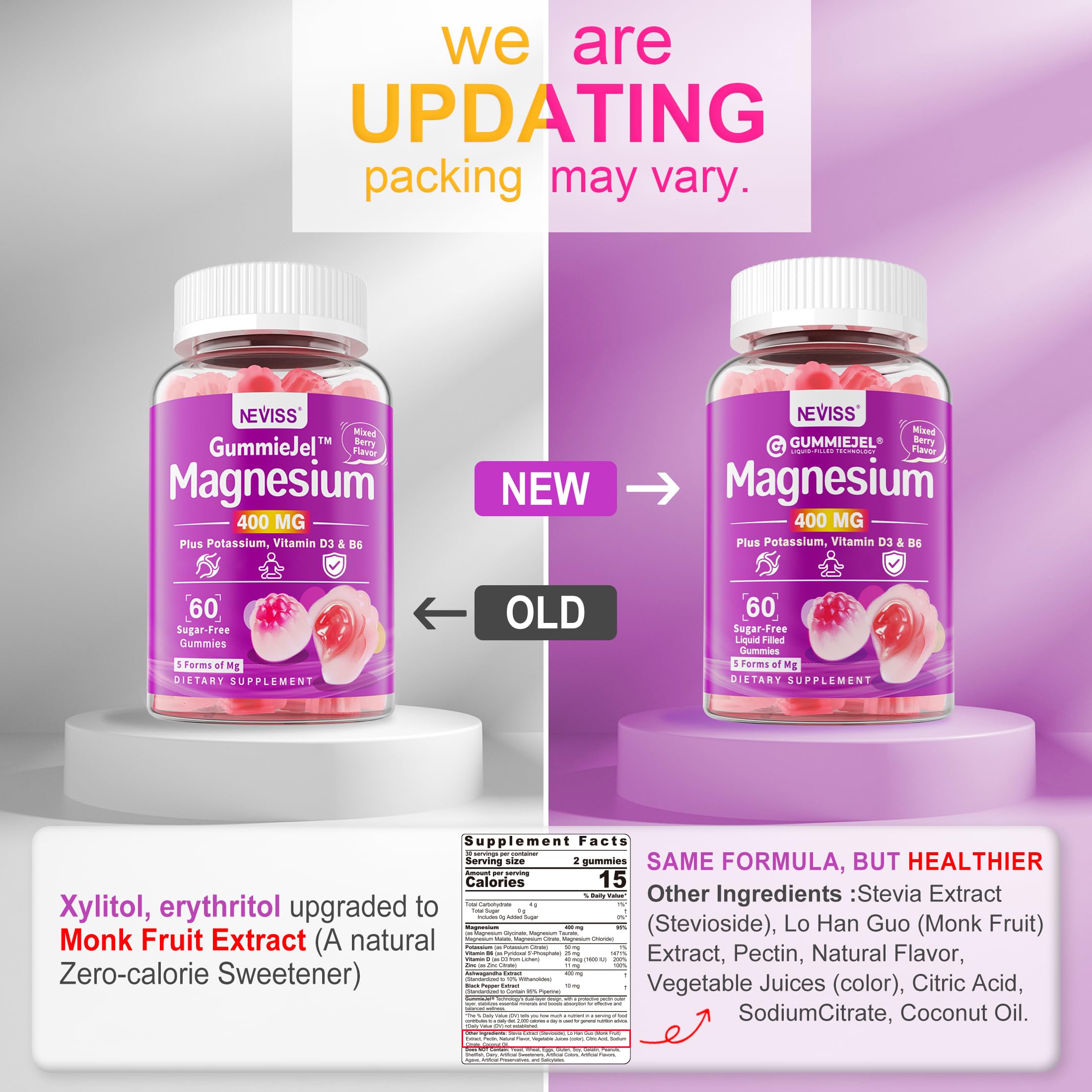 Magnesium Gummies 400mg | 5-in-1 Magnesium Complex for Women & Men: Mag Glycinate, Citrate, Malate, Chloride & Taurate | w/Ashwagandha, D3 & Zinc for Relaxtion, Mood,Energy | Sugar-Free, Vegan, 60Cts - Image 7