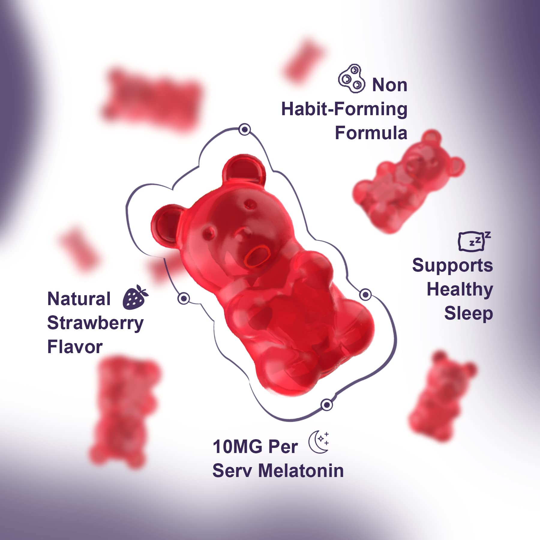 Melatonin Gummies 10mg 20mg for Adults, Melatonin 10 mg per Gummy with Ashwagandha, Magnesium Glycinate, GABA, L-theanine, Valerian Root & Lemon Balm, Rest Support Supplement, Grape Flavor, 2-Pack - Image 7