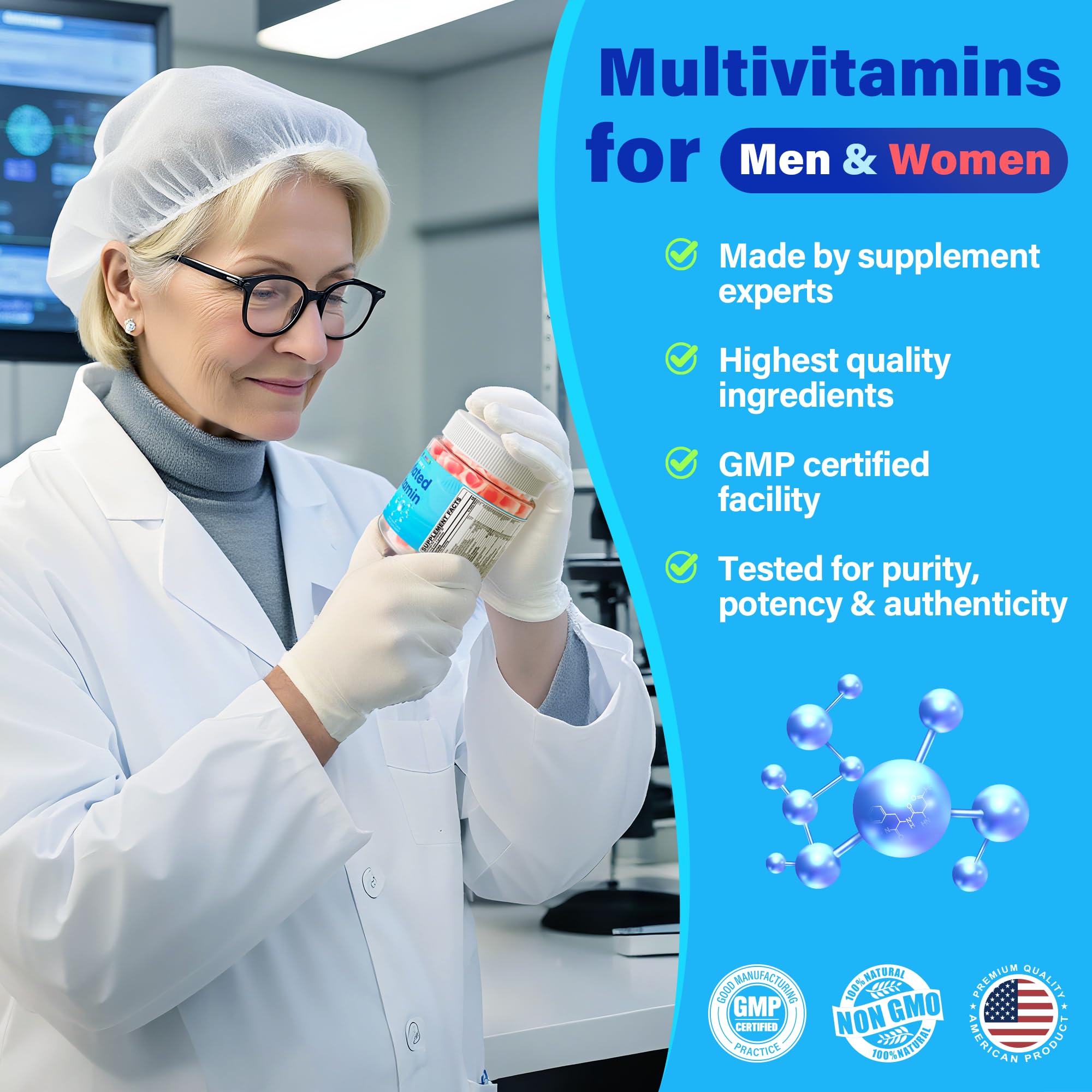 Methylated Multivitamin for Women & Men Gummies w/ Omega-3, Calcium, D3 K2, Methylfolate & B12, TMG, Daily Vitamins, Mag, CoQ10, Probiotic for 18 30 40 50 60 70+, Overall Health - Vegan, Sugar Free - Image 8