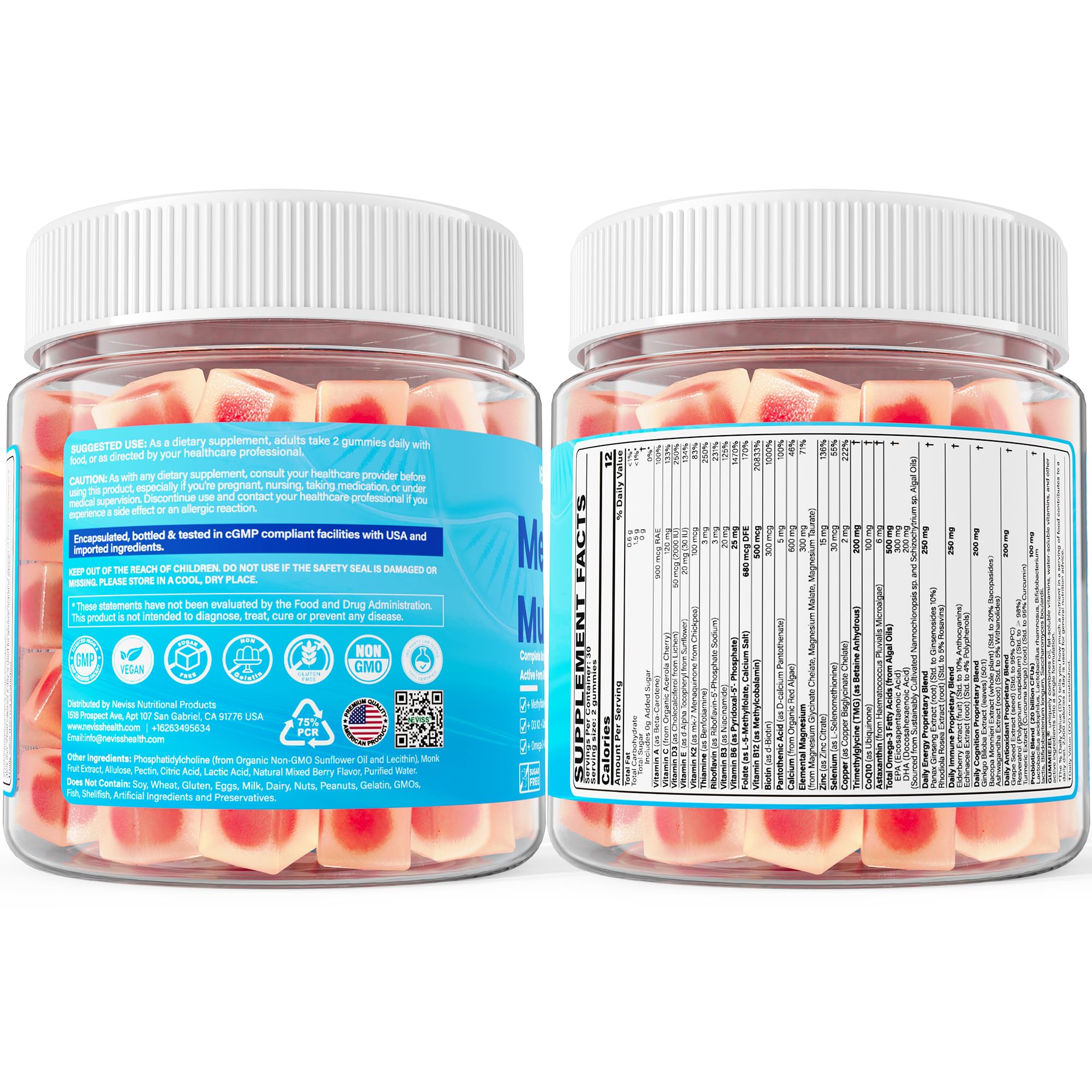 Methylated Multivitamin for Women & Men Gummies w/ Omega-3, Calcium, D3 K2, Methylfolate & B12, TMG, Daily Vitamins, Mag, CoQ10, Probiotic for 18 30 40 50 60 70+, Overall Health - Vegan, Sugar Free - Image 9