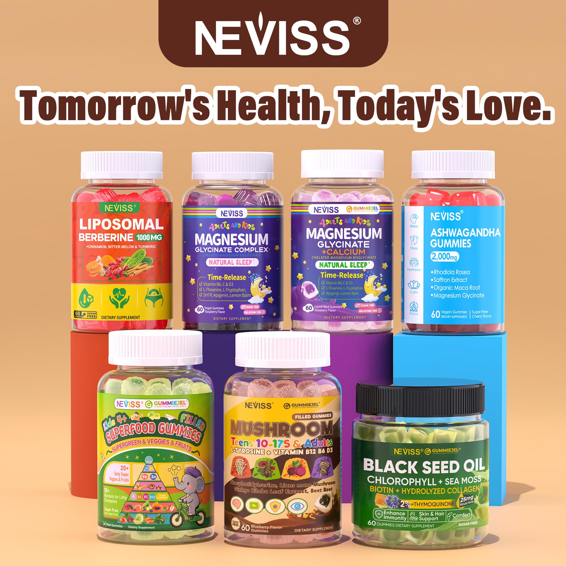 Neviss Kids 10+ Focus Brain Gummies w/Lion's Mane, B6, Methyl B12, Mushroom Filled Gummy for Teen & Adults Memory & Energy, Phosphatidylserine, L-Tyrosine, Choline, Beetroot, Ginkgo Biloba, Sugar Free - Image 9