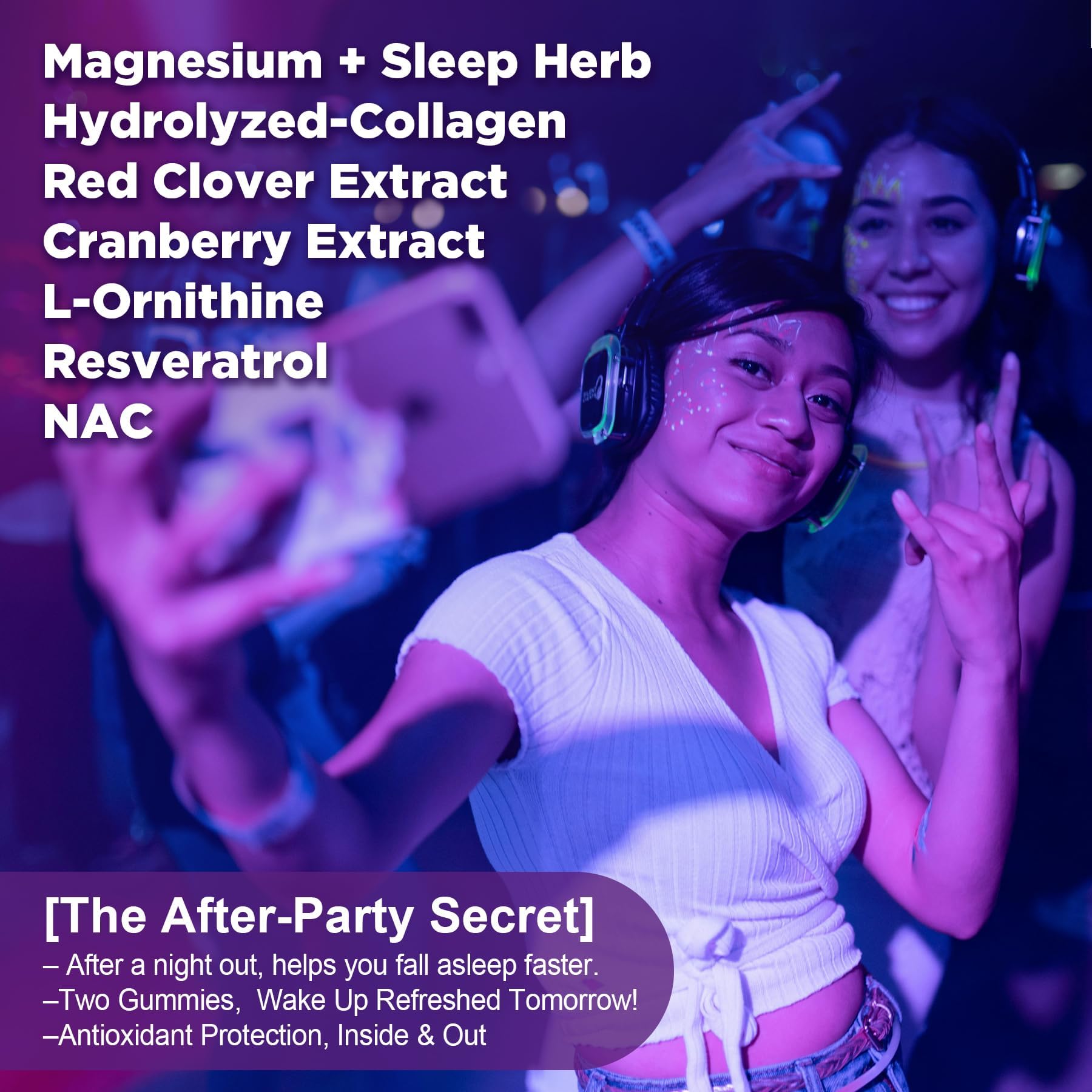 NEVISS Multivitamin for Women Gummies with Magnesium Glycinate 400mg, Calcium D3K2, Hydrolyzed Collagen Gummy for Night Renewal/Sleep, Antioxidant, Relax, Bone, Womens 18 30 40 50 60 70+ Daily Vitamin - Image 3