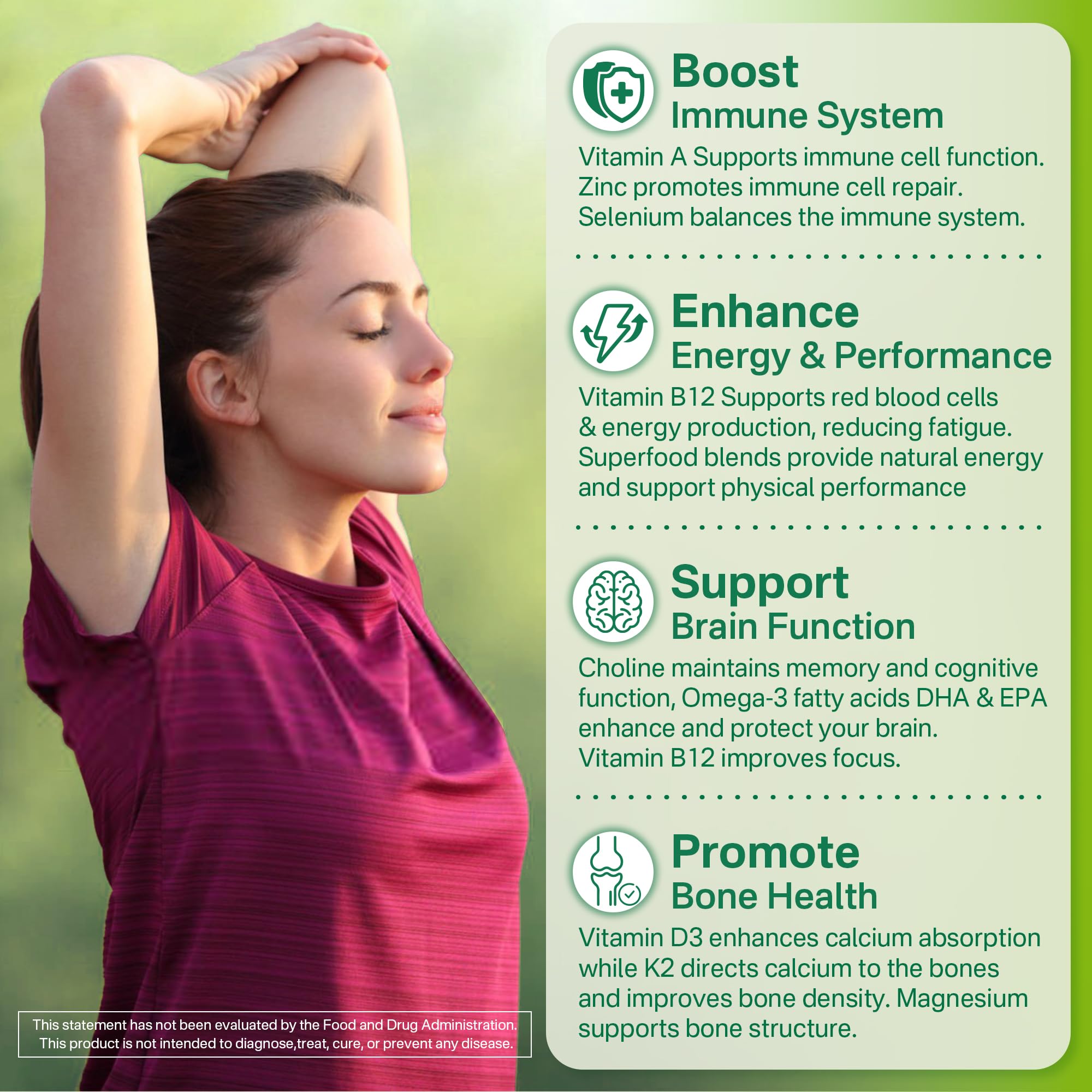 NEVISS Vegan Multivitamin for Women & Men w/Methyl B12, D3 K2, Plant Based Omega 3 (DHA+EPA), Iron, Choline, Zinc, Whole Food Daily Vitamins Gummies for Vegans & Vegetarians, Sugar Free, 60Cts - Image 5