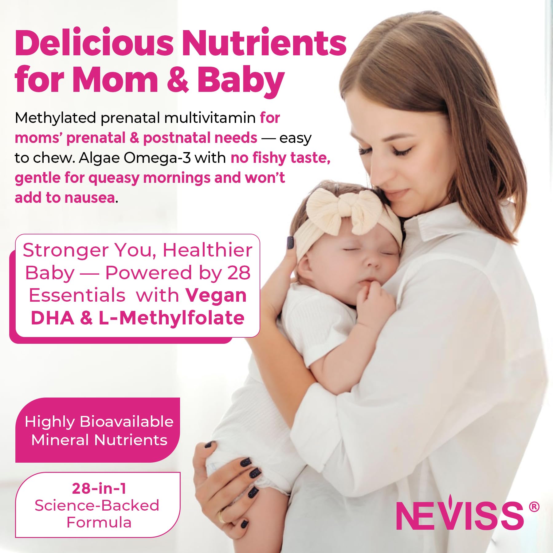 Prenatal Vitamins for Women Multivitamin Gummies w/ Methylfolate 1mg, Choline Omega-3(DHA+EPA) Iron, Postnatal Vitamins for Women Breastfeeding | Before,During & After Pregnancy,Sugar Free,Vegan,60Cts - Image 7