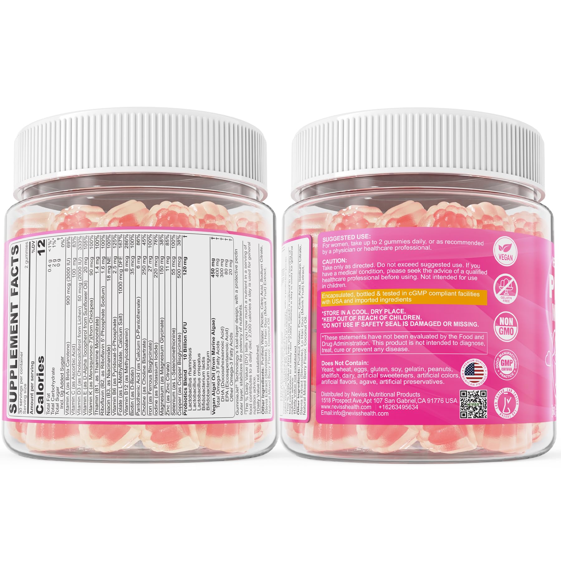 Prenatal Vitamins for Women Multivitamin Gummies w/ Methylfolate 1mg, Choline Omega-3(DHA+EPA) Iron, Postnatal Vitamins for Women Breastfeeding | Before,During & After Pregnancy,Sugar Free,Vegan,60Cts - Image 9