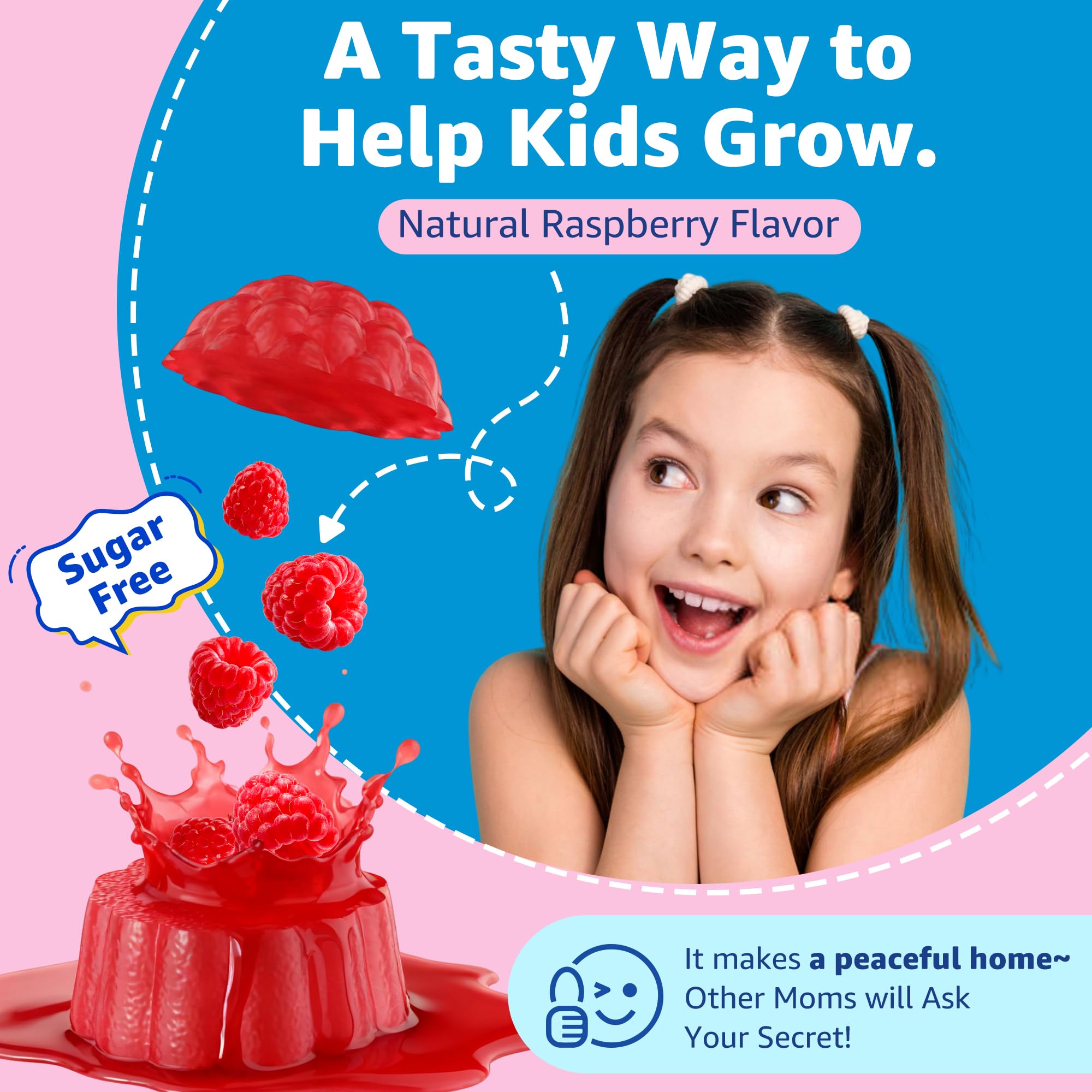 Saffron +Magnesium Glycinate +Omega-3 - Calm Focus Gummies for Kids 4+, Saffron Extract Supplement with L-Theanine, Holy Basil, Rosemary, B6, D3 for Happy Mood, Cognition, ZZz, Sugar Free, 2 Pack - Image 7