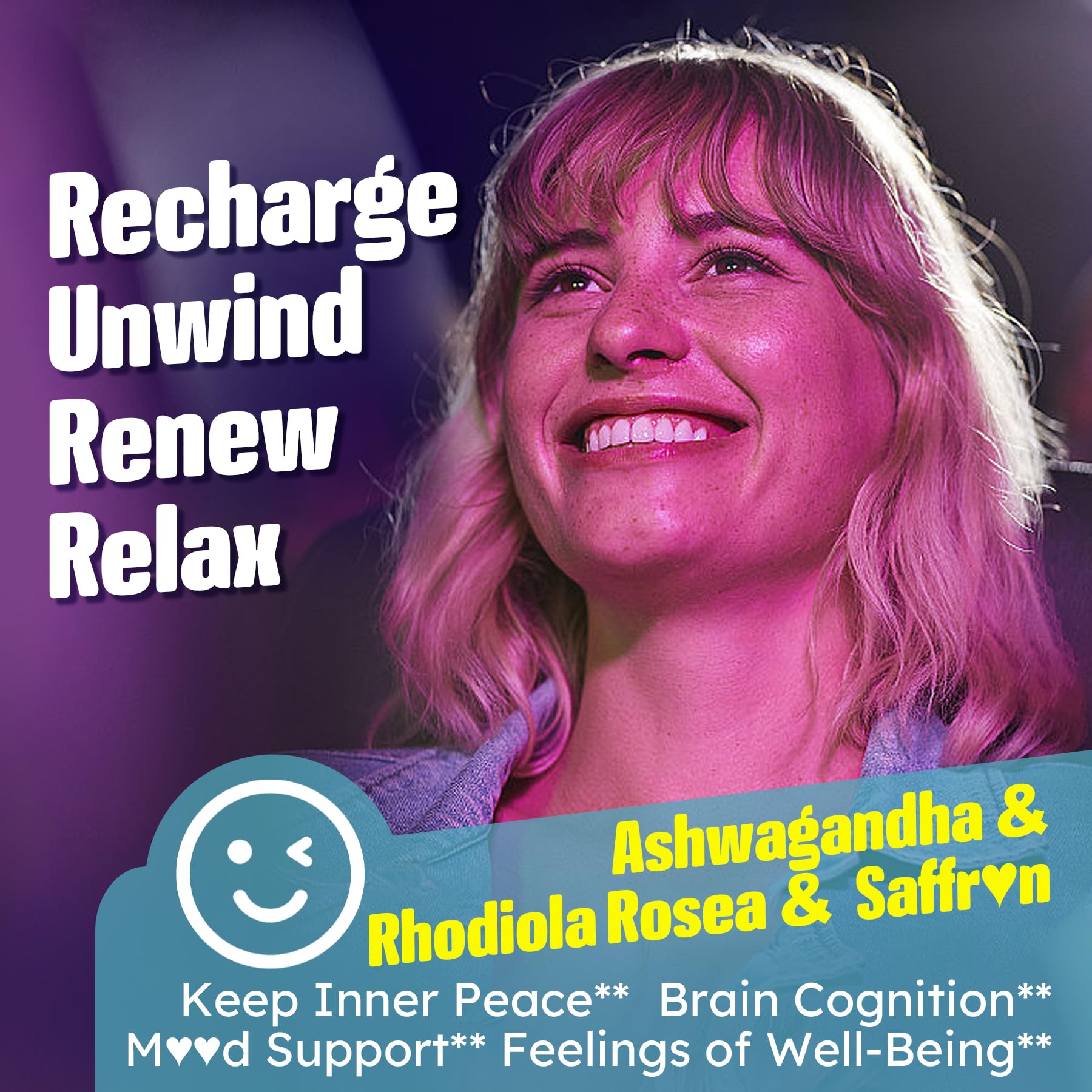 Sugar Free Ashwagandha Gummies - with Magnesium Glycinate, Rhodiola Rosea, Zinc, Lemon Balm, B6 - Relaxation Support, Natural Zzz, Stamina, Energy for Men Women - 60 Counts - Image 6