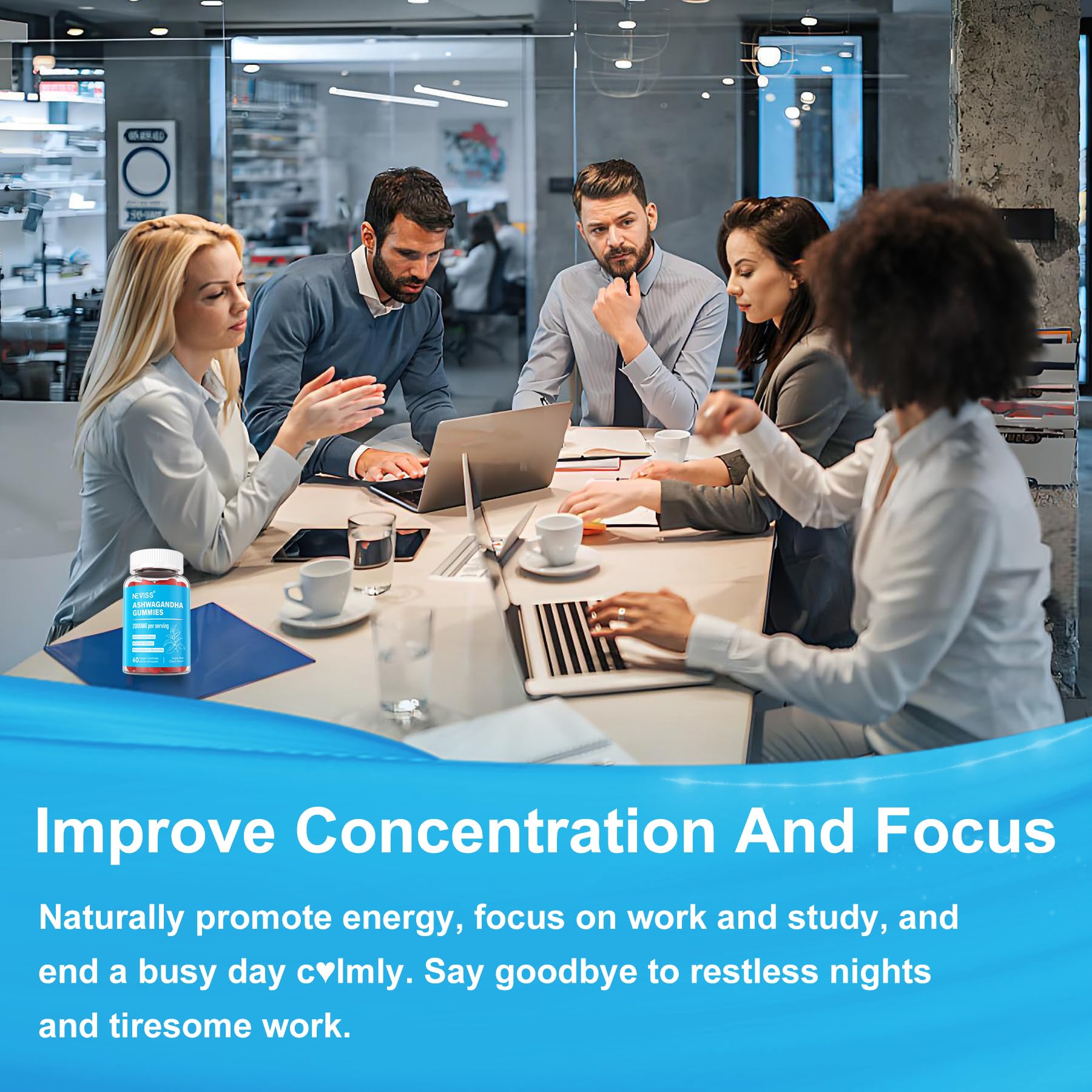 Sugar Free Ashwagandha Gummies - with Magnesium Glycinate, Rhodiola Rosea, Zinc, Lemon Balm, B6 - Relaxation Support, Natural Zzz, Stamina, Energy for Men Women - 60 Counts - Image 7