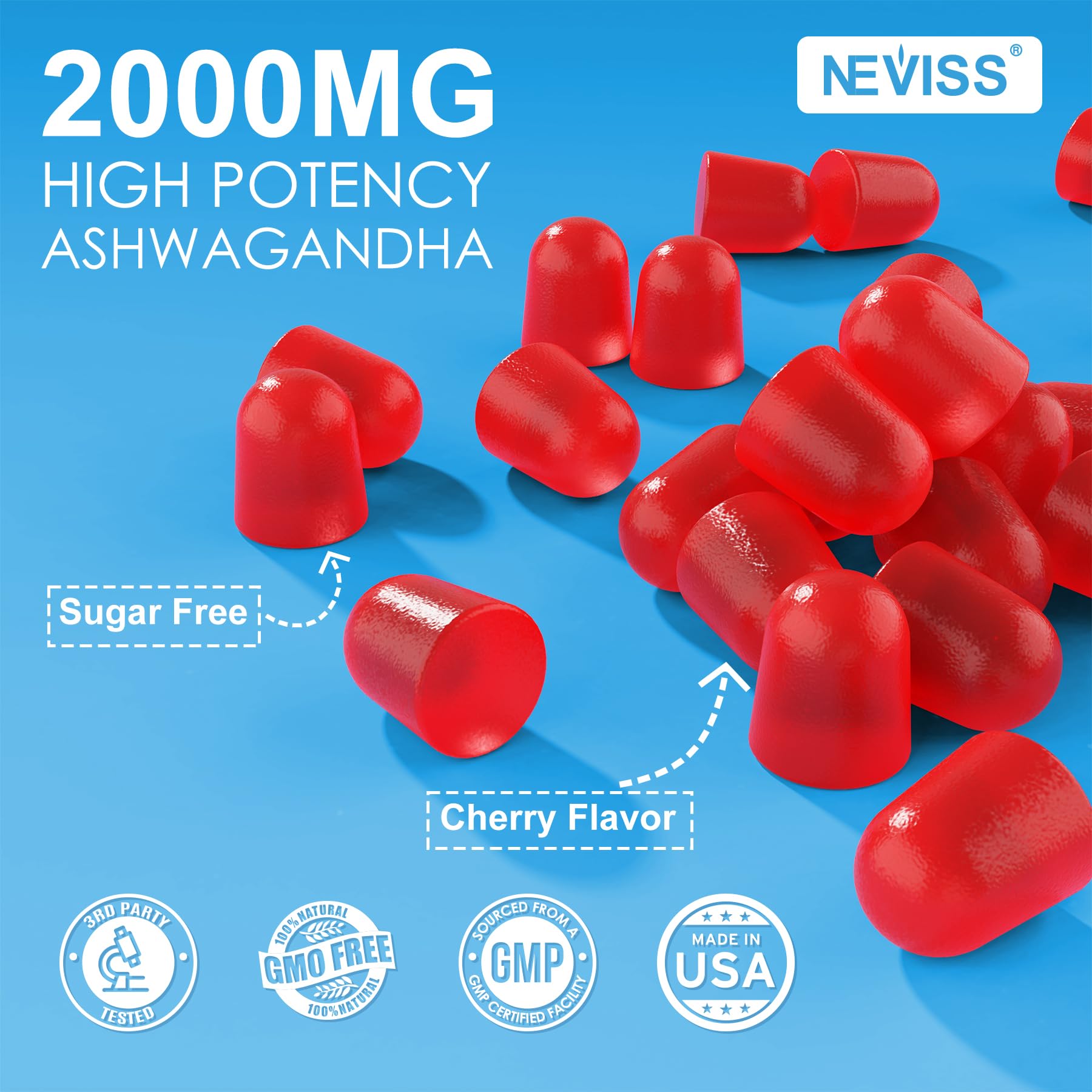 Sugar Free Ashwagandha Gummies - with Magnesium Glycinate, Rhodiola Rosea, Zinc, Lemon Balm, B6 - Relaxation Support, Natural Zzz, Stamina, Energy for Men Women - 60 Counts - Image 8