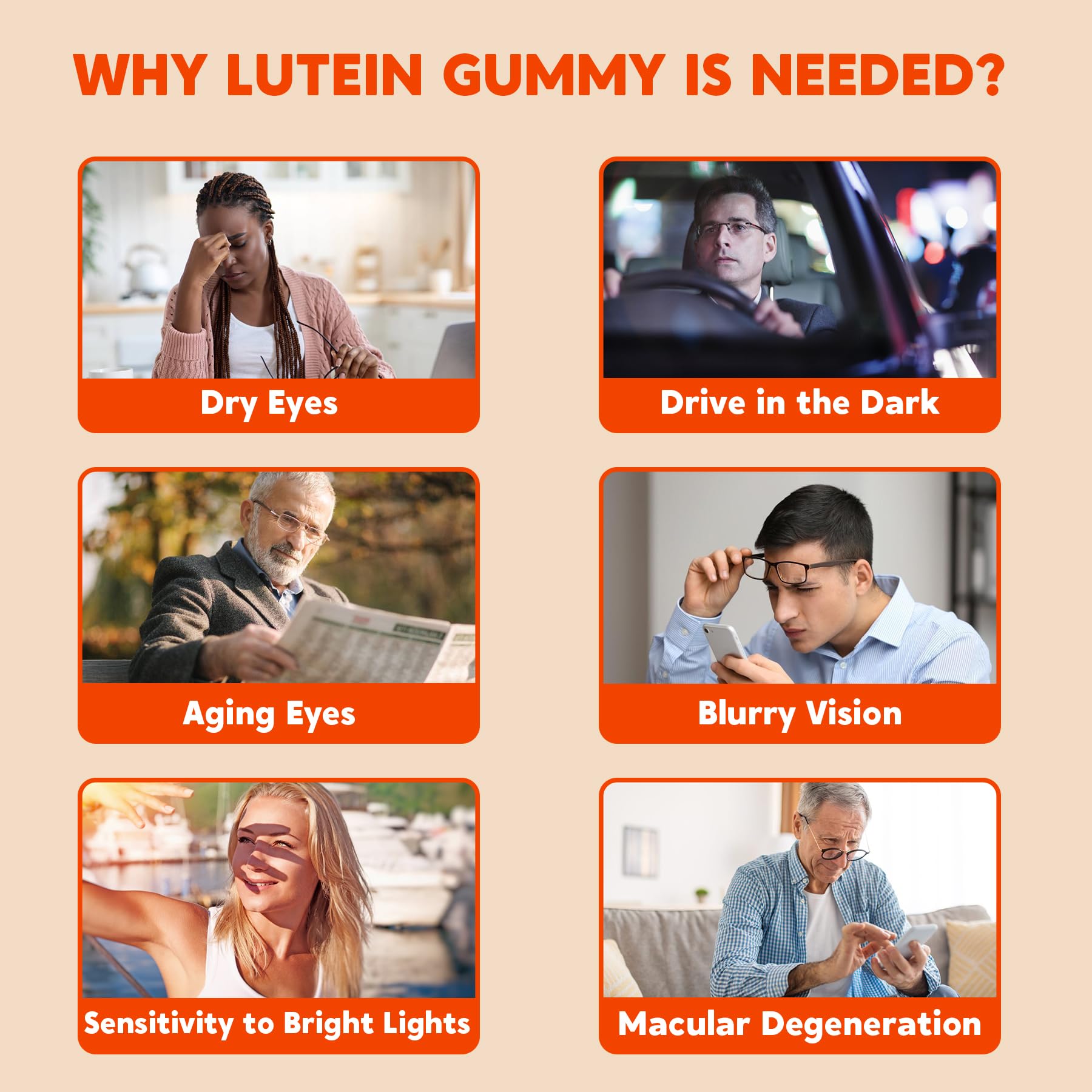 Sugar-Free Lutein Zeaxanthin Supplements Gummies (25mg) Vitamins A, C, E, Bilberry, Astaxanthin - Coconut Oil for Better Absorption - Adults & Teens Vision Health, Eye Strain, Dry Eyes - Vegan, 60Cts - Image 6