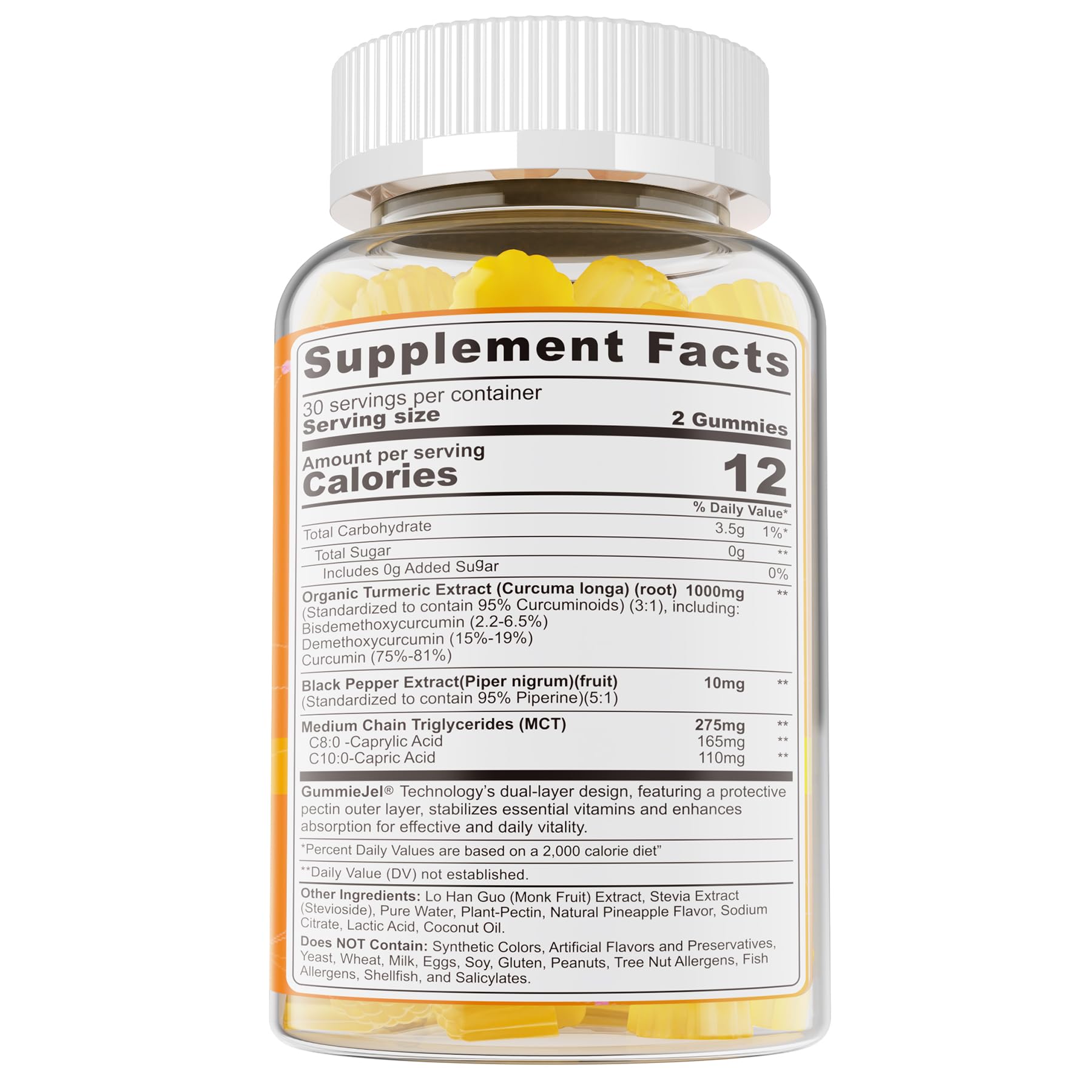 Turmeric Gummies 1000mg w/MCT Oil C8 C10, Organic Antioxidant, Turmeric Curcumin Supplement with Black Pepper Extract, Support Comfort, Boost Energy, Ultra Absorption, Sugar Free, 60 Cts - Image 8