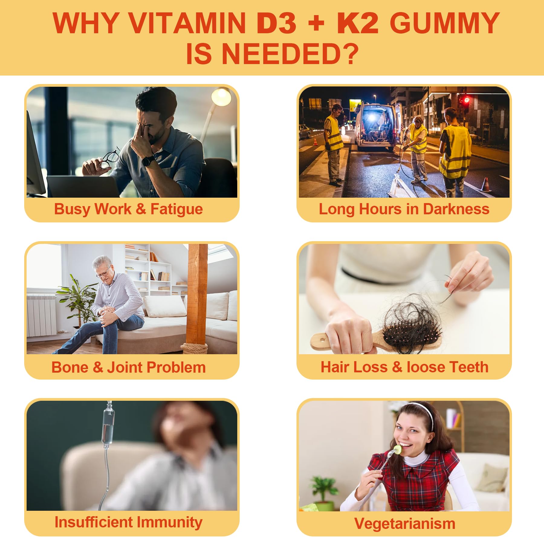Vitamin D3 5000IU + K2 (MK-7) 120mcg, Sugar-Free Vitamin D3 K2 Filled Gummies with Vitamin B Complex - Methyl B12, B9, B6 | Vitamin E & Zinc, MCT Oil - Supports Bone & Teeth Strength, Immune, 1PACK - Image 6